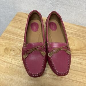 Clarks Dunbar Racer Driving Loafers Moccasin Slip On Shoes Fuchsia Pink Size 8.5